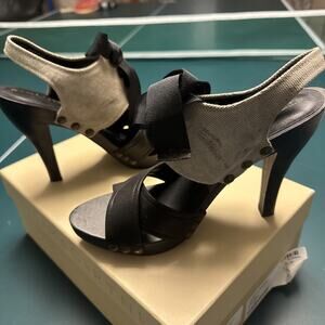 STELLA McCARTNEY LACE UP CLOG 37B BLACK AND BEIGE